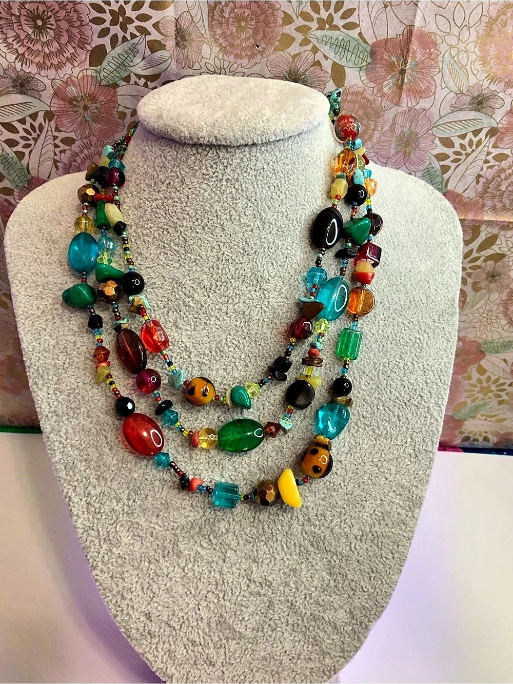 Beautiful Multicolor Glass Beaded Layered Necklace (Y-23)